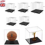 Clear Acrylic Display Case Perspex Box Plastic Black Base Dustproof Four Sizes