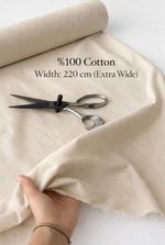 220cm Extra Wide Natural Calico Fabric – 100% Unbleached Cotton for Sewing