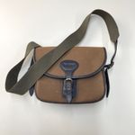 Barbour Cartridge Bag Brown Canvas Leather Shoulder Strap Stiff Shell Carrier