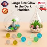 10x Large Glow in the Dark Marbles 25mm Glass Balls Multi-Colour Retro Kids Toy