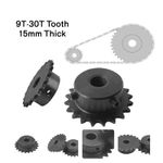 1/4" (04C) 25H Roller Chain Sprocket 45# Steel 9T-30T Tooth 15mm Thick