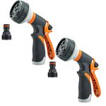 Garden Hose Pipe Spray Gun Set 8 Adjustable Patterns High Pressure Nozzle 2 Pack