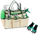 11pc Stainless Steel Heavy Duty Garden Tool Set with Tote Bag - Hand Tool Set