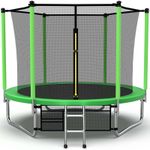 Big Air 8ft Trampoline & Safety Enclosure Free Shoe Tidy & Ladder – Green