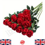 12x Artificial Single Rose Bud With Stem Silk Flowers Fake Bouquet Wedding Party