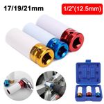 1/2" Drive Alloy Wheel Nut Thin Wall Deep Impact Sockets Set 17mm 19mm 21mm