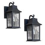 "Newham" Black Outdoor Rectangular IP44 Wall Lantern - 2 Pack