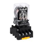 MK2P-I DPDT Power Relay, AC 220V 11 Pin Relay with Socket Base 3NC 3NO JTX-3C