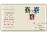 1954 9d, 10d, 11d Wildings FDC Gosport CDS