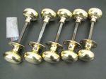 5 PAIRS VINTAGE BRASS BALL DOOR KNOBS WITH BACKPLATES & FIXINGS  LEGGE