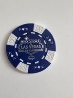 Genuine Harley-Davidson Las Vegas Dealer Poker Chip - Blue/White Playing Cards