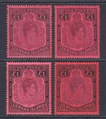 Leeward Islands GVI £1 x 4. 1938 Series SG114 (shades) LMM.