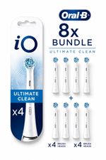 8X Oral-B IO Ultimate Clean Black Toothbrush Heads WHITE - Pack of 8