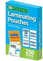 50 Laminating Pouches ID Business Card 250Micron Seal Protect Waterproof Durable