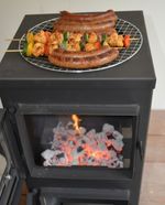 Wood burner stove ECO DESIGN with 2 bbq grills and 2 pipes and  2 bends 2 in 1