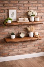 Live Edge Floating Shelf Rustic Solid Wood Wall Shelf Handmade Chunky 4.4cm