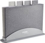 Cooks Professional Four-Piece Granite-Effect Chopping Board Set with Stand