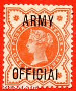 SG. O41a. L36c. ½d Vermilion. " ARMY OFFICIAl " A fine UNMOUNTED MINT ex B91700