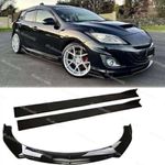 UK Front Bumper Lip Splitter Spoiler Kit / Side Skirt /Gloss Black For MAZDA 3 6