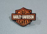 Retro Harley-Davidson motorbike Pin Badge With Neon Orange Outline 23.1mm x 30mm