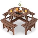 6 Seater / 8 Seater Wooden Pub Bench Round Picnic Table furniture Garden Patio