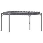 Outsunny 4 x 3(m) Outdoor Louvered Metal Pergola with Retractable Roof, Grey