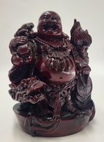 🪷 Feng Shui Laughing Buddha Dragon Figure Red Resin Ornament 7” 1.9kg