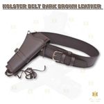 Single Gun Holster Belt Western Style Genuine Dark Brown Leather Premium Quality