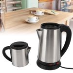 .Electric Turkish Kettle Set 1L And 2L Stainless Steel Black And Herbal Tea