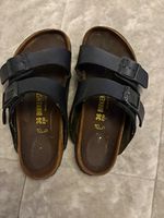 Birkenstock Arizona Black Leather Two-Strap Adjustable Buckle Sandals EU 36