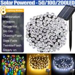 50/100/200 LED Solar Power Fairy String Lights Outdoor Garden Party Xmas 8 Modes