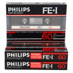 PHILIPS FE I 60 Pack 3 Blank Audio Media Recording Cassette Tapes (1984) NEW