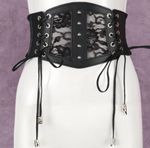 New Black Gothic Lace Studded Corset PU Cincher Belt Plus Size 3XL 42" - 54"