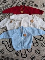 Newborn Unisex Knit Wool Button Front Cardigan Jumpers Lot of 3 Red White Blue