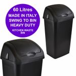 Plastic Swing Top Bin Waste Rubbish 60 Litre Bin Home Kitchen Heavy Duty