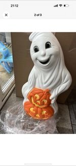 31" Lighted Ghost with Pumpkins Halloween Blow Mould