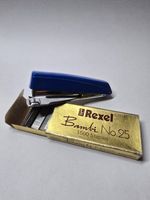 Rexel Vintage Blue Bambi Mini Pocket Stapler With Staples - Collectible