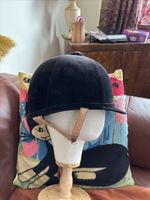 Charles Owen Fian Blk Velvet Hat Flesh Harness 71/8(58) Vgc Upto Date Standard