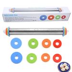 Stainless Steel Adjustable Rolling Pin with Thickness Rings Non Stick French