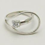 925 Sterling Silver CZ Open Swirl Ring Abstract Modern Statement Design