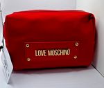 New MOSCHINO Ladies Designer Ruby Red Gold Logo Detail Cosmetic Makeup Bag Gift
