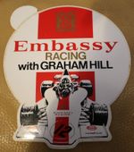 FORMULA 1 1973 GRAHAM HILL EMBASSY RACING ORIGINAL 6"x5" UNUSED STICKER