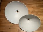 2 large vintage Photoflood  diffuser lamp shades or industrial metal lamp shades