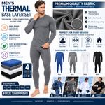 Mens Thermal Long Johns Top T Shirt Bottom Trouser Underwear Set Full Sleeve