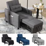 Single Chair Bed, Pull Out Sleeper Chair with Adjustable Backrest