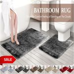 Luxury 2Piece Bath Mat Ultra Soft Bathroom Rug Anti Slip Toilet Rug Pedestal Set