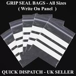 Grip Seal Bags Clear Plastic Poly Packaging Food Grade WRITE ON PANEL Resealable