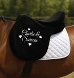 Personalised Equestrian Horse Fleece Saddle Cover - Hearts Design