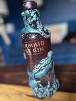 Handmade Handcrafted Upcycled Pink mermaid gin bottle - Decanter Bar Display