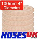 100mmm 4" Clear PU Flexible Air Pipe Extractor Hose Dust Ducting Ventilation